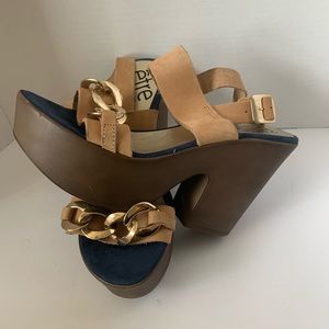 ETRE made in ITALY Tan Gold Link Sandals 40 US 10